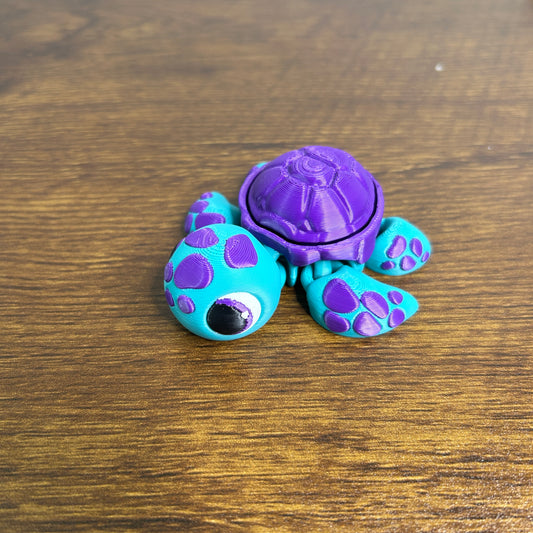 3D Printed Turtle Clicker - Teal / Purple