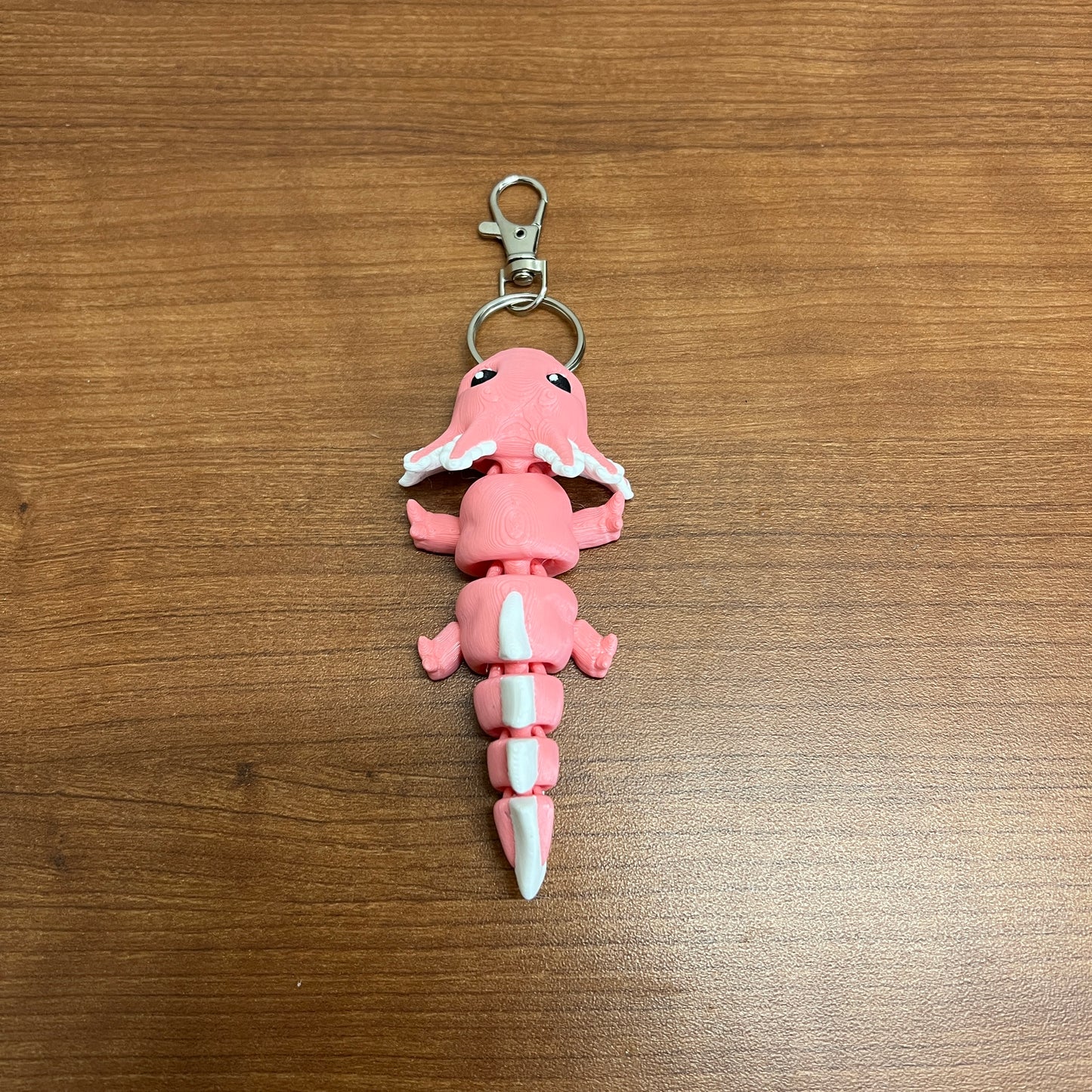 Axolotl 3D Printed Keychain - pink / white