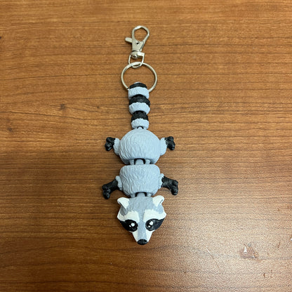 Raccoon 3D Printed Keychain - gray/black