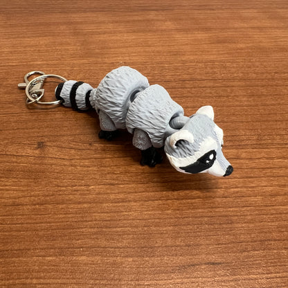 Raccoon 3D Printed Keychain - gray/black