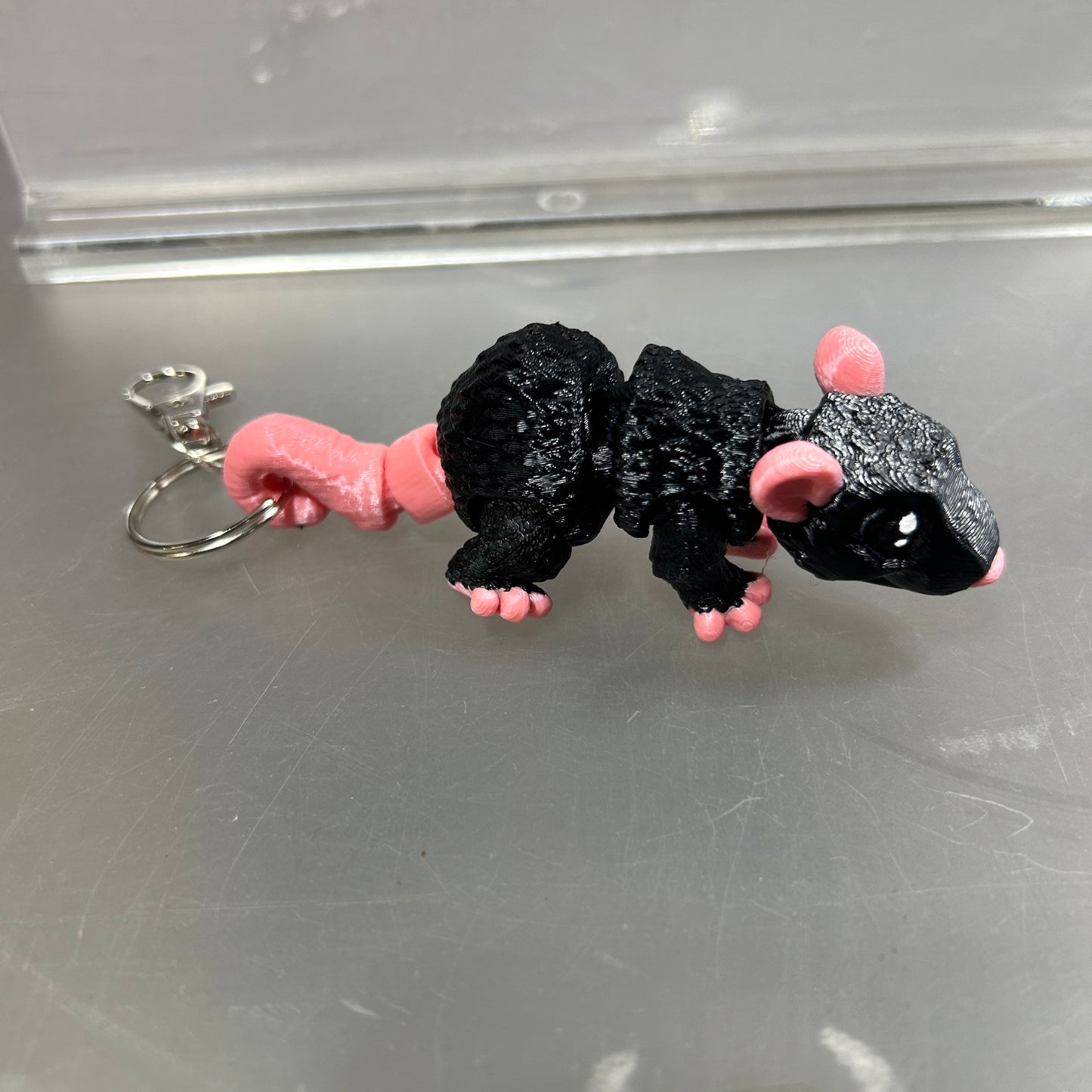 3D Printed Rat Keychain - Black