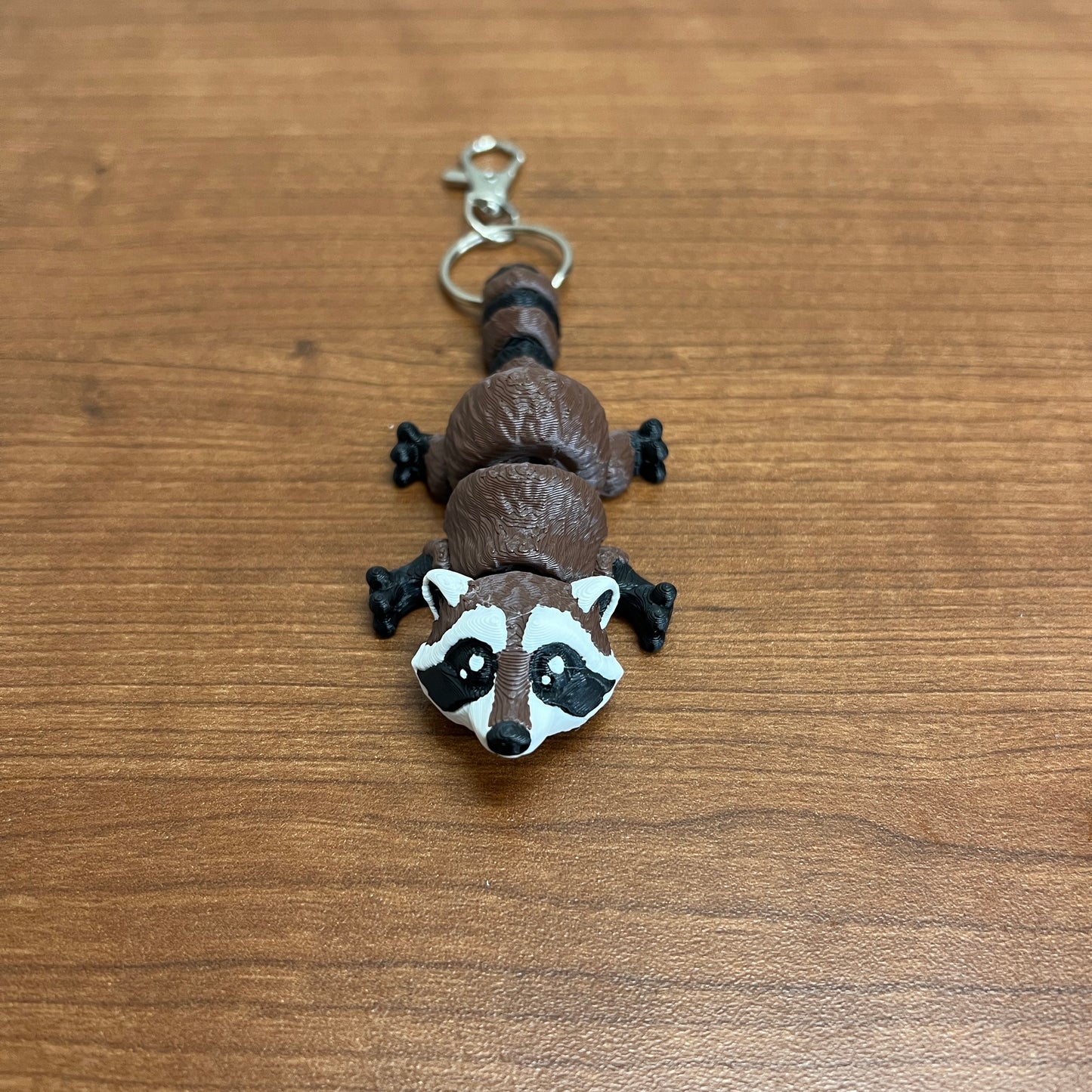 Raccoon 3D Printed Keychain - brown/black
