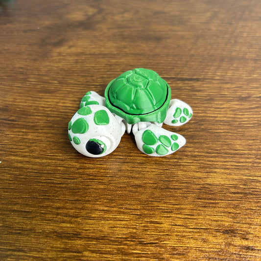 3D Printed Turtle Clicker - Marble / Green