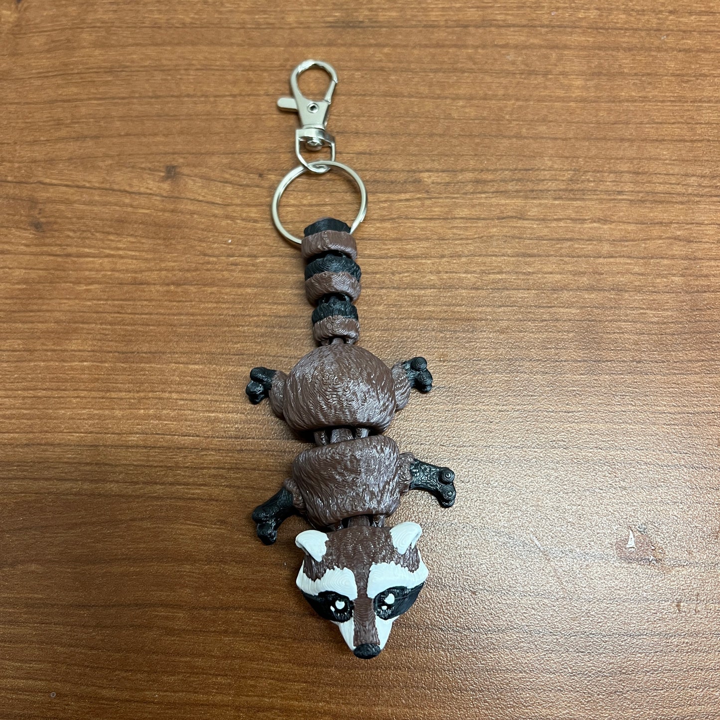 Raccoon 3D Printed Keychain - brown/black
