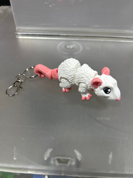 3D Printed Rat Keychain - White