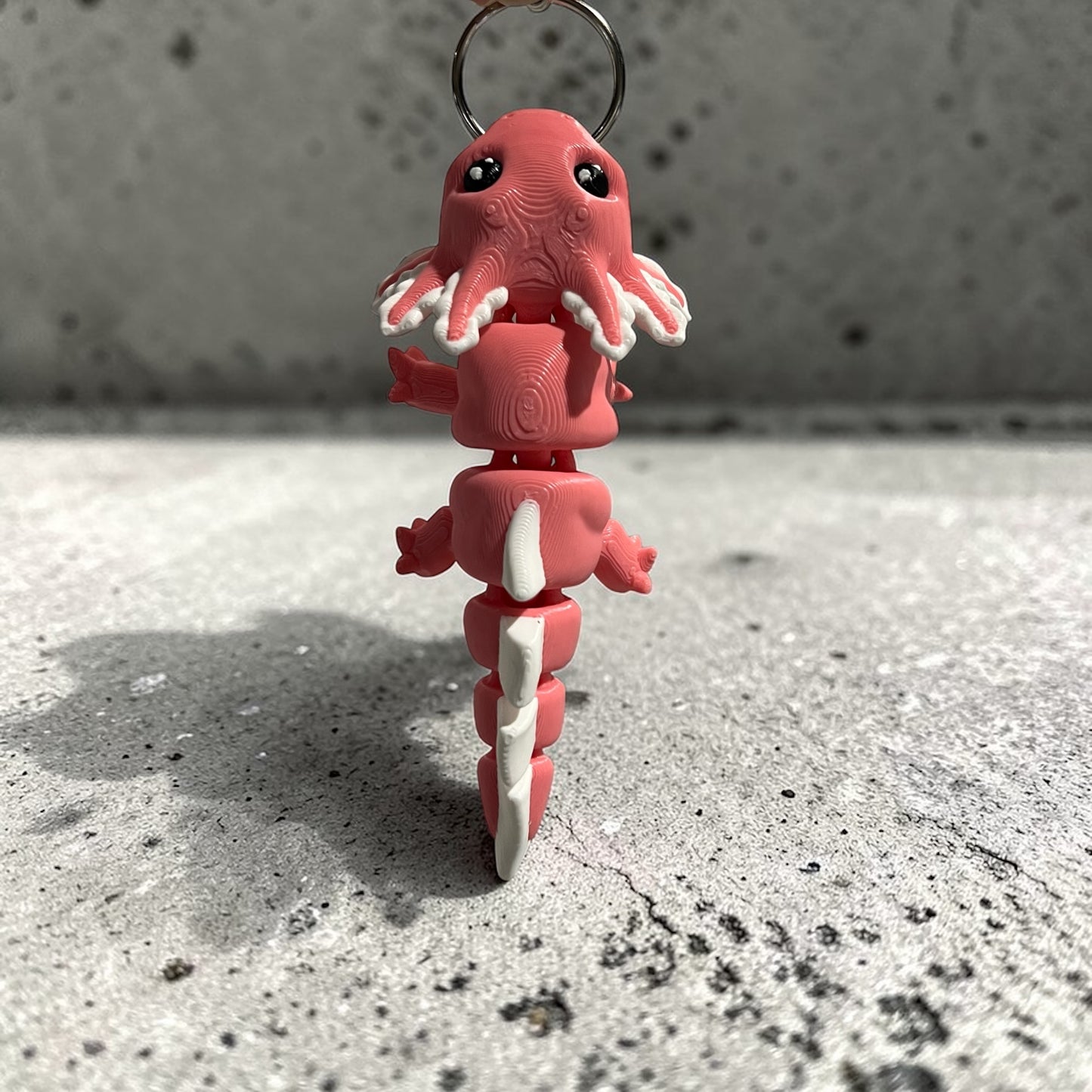 Axolotl 3D Printed Keychain - pink / white