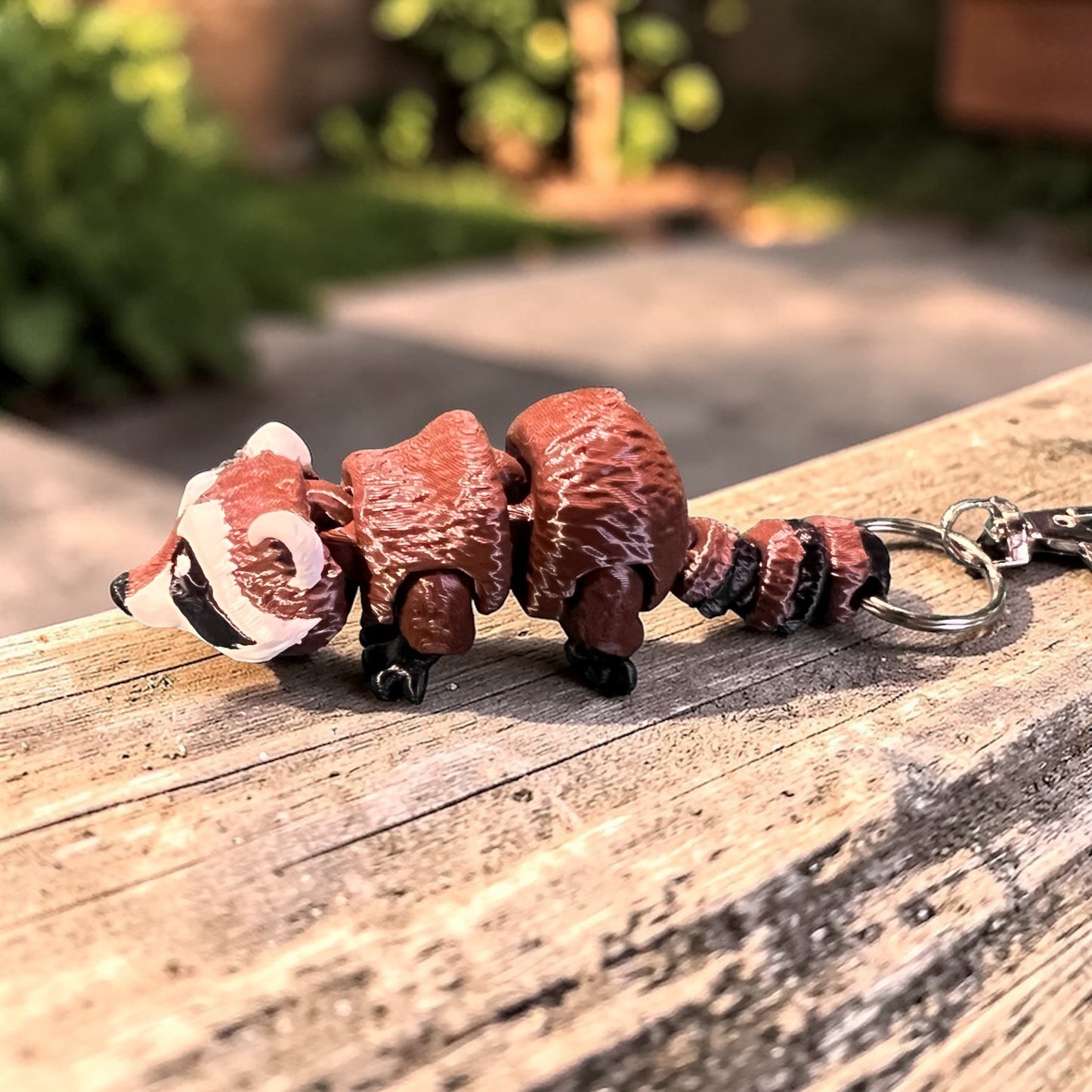 Raccoon 3D Printed Keychain - brown/black