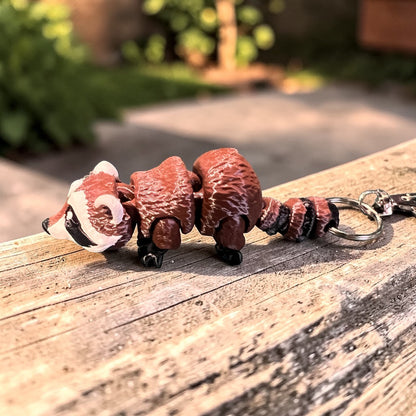 Raccoon 3D Printed Keychain - brown/black